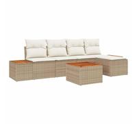 vidaXL Ensemble de canapé de Jardin avec Coussin 6 pcs Beige et crème, Set de Canapés de Jardin, Mobilier Modulaire, Coussins Amovibles, Résistant aux UV, Détente Extérieure, Terrasse