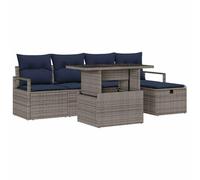 vidaXL Ensemble de canapé de Jardin avec Coussin 6 pcs Gris Poly rotin, Canapé d'extérieur Polyvalent, rectangulaire, modulable, léger, résistant aux UV, Rangement, Meuble de Jardin Pratique
