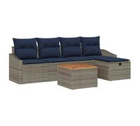 vidaXL Ensemble de canapé de Jardin avec Coussin 6 pcs Gris Poly rotin, Ensemble de Jardin et terrasse, mobilier léger, résistant aux UV, Coin Lounge Confortable, aménagement extérieur