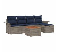 vidaXL Ensemble de canapé de Jardin avec Coussin 6 pcs Gris Poly rotin, Salon de Jardin Moderne, léger, résistant aux UV, avec Rangement, mobilier extérieur Tendance