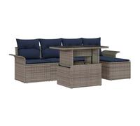 vidaXL Ensemble de canapé de Jardin avec Coussin 6 pcs Gris Poly rotin, Salon modulable Moderne pour Jardin et terrasse, Meuble en rotin, canapé résistant aux intempéries