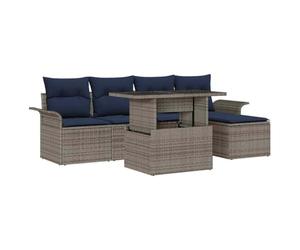 vidaXL Ensemble de canapé de Jardin avec Coussin 6 pcs Gris Poly rotin, Sofa modulable Moderne pour Jardin et terrasse, mobilier extérieur, Assise en rotin, résistant aux intempéries