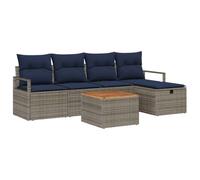 vidaXL Ensemble de canapé de Jardin avec Coussin 6 pcs Gris polyrotin, Jardin et Terrasse, Mobilier Moderne d'Extérieur, Canapé Modulaire, Sièges Résistants aux Intempéries