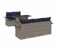vidaXL Ensemble de canapé de Jardin avec Coussin 6 pcs Gris polyrotin, Table de Jardin, fauteuils légers, canapé Moderne, Set extérieur résistant, Coin Lounge Contemporain