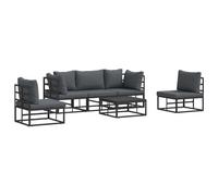 vidaXL Ensemble de canapé de Jardin avec Coussin 6 pcs Noir Aluminium, Mobilier extérieur Tendance, canapé Aluminium, Ensemble Lounge pour terrasse, idéal pour détente au Jardin