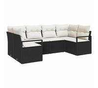 vidaXL Ensemble de canapé de Jardin avec Coussin 6 pcs Noir et Crème, Jardin et Terrasse, Salon d'extérieur Moderne, Canapé résistant aux intempéries, Confortable pour Toute la Famille