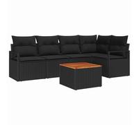 vidaXL Ensemble de canapé de Jardin avec Coussin 6 pcs Noir Poly rotin, Canapé de Jardin Moderne, Design rectangulaire, modulable, résistant au Temps, Assise réglable pour terrasse