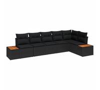 vidaXL Ensemble de canapé de jardin avec coussins 6 pcs noir Poly rotin