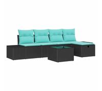 vidaXL Ensemble de canapé de Jardin avec Coussin 6 pcs Noir Poly rotin, Canapé de Jardin Moderne, résistant aux UV, Lounge Durable, Assise élégante, canapé modulaire Anti-intempéries
