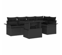 vidaXL Ensemble de canapé de Jardin avec Coussin 6 pcs Noir Poly rotin, Jardin et Terrasse, Canapé Extérieur Rectangulaire, Meuble Modulaire, Pieds Réglables, Ensemble Lounge Résistant