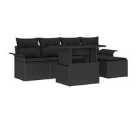 vidaXL Ensemble de canapé de Jardin avec Coussin 6 pcs Noir Poly rotin, Salon de Jardin Moderne, mobilier résistant aux intempéries, modulable, fauteuils Confortables, Pieds Ajustables.