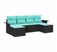 vidaXL Ensemble de canapé de Jardin avec Coussin 6 pcs Noir Poly rotin, Suite de Salon de Jardin, canapé modulable, résistant aux intempéries, léger, avec rangements, mobilier de terrasse