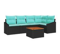 vidaXL Ensemble de canapé de Jardin avec Coussin 6 pcs Noir polyrotin, Canapé de Jardin Moderne, mobilier d'extérieur résistant, Salon modulaire, mobilier Patio étanche, agencement Flexible