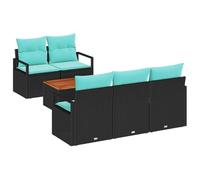 vidaXL Ensemble de canapé de Jardin avec Coussin 6 pcs Noir polyrotin, Canapé de Jardin Moderne, résistant aux UV, mobilier en rotin, Salon de Jardin modulable, Parfait pour la détente
