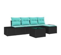vidaXL Ensemble de canapé de Jardin avec Coussin 6 pcs Noir polyrotin, Canapé léger pour Jardin et terrasse, mobilier résistant aux UV, Design Flexible, prêt pour Toutes Les Saisons