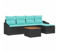 vidaXL Ensemble de canapé de Jardin avec Coussin 6 pcs Noir polyrotin, Canapés modulables pour Jardin et terrasse, en rotin léger, durables, résistants aux intempéries, Confort Garanti