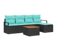 vidaXL Ensemble de canapé de Jardin avec Coussin 6 pcs Noir polyrotin, Jardin et Terrasse, Mobilier Moderne d'Extérieur, Canapé Modulaire, Sièges Résistants aux Intempéries