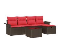 vidaXL Ensemble de canapé de Jardin avec Coussin 6 pcs Poly rotin, Canapé de Jardin et terrasse, Moderne, léger, résistant aux UV, avec rangements pour l'extérieur