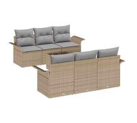 vidaXL Ensemble de canapé de Jardin avec Coussin 7 pcs Beige et Gris, Canapé de Jardin Alfresco, mobilier modulable, sièges Flexibles pour se détendre, Style Contemporain