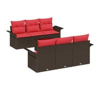 vidaXL Ensemble de canapé de Jardin avec Coussin 7 pcs Beige Rouge, Ensemble de canapés pour Jardin et terrasse, modulable, léger, résistant au Soleil, Parfait pour Un extérieur Confortable