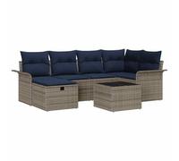 vidaXL Ensemble de canapé de Jardin avec Coussin 7 pcs Gris Poly rotin, Canapé de Jardin, Design modulaire, léger et résistant au Soleil, Coin détente avec Rangement