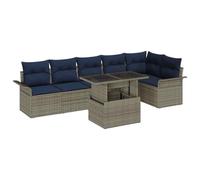 vidaXL Ensemble de canapé de Jardin avec Coussin 7 pcs Gris Poly rotin, Canapé modulaire Moderne pour Jardin et terrasse, Meubles d'extérieur, résistant aux UV, déco contemporaine