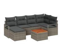 vidaXL Ensemble de canapé de Jardin avec Coussin 7 pcs Gris Poly rotin, Set de canapés Modernes pour l'extérieur, rectangulaire, modulable, résistant aux intempéries, Pieds Ajustables, Lounge Jardin