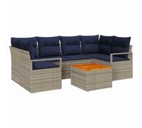 vidaXL Ensemble de canapé de Jardin avec Coussin 7 pcs Gris polyrotin, Canapé de Jardin Moderne, Durable, modulaire, léger, mobilier extérieur pour Un Patio stylé et Vibes d'été