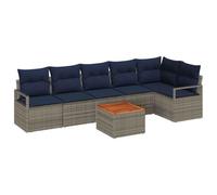 vidaXL Ensemble de canapé de Jardin avec Coussin 7 pcs Gris polyrotin, Canapé de Jardin Moderne, modulaire, léger, résistant UV, idéal pour détente en extérieur et terrasse