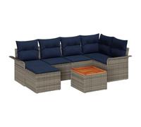 vidaXL Ensemble de canapé de Jardin avec Coussin 7 pcs Gris polyrotin, Canapé d'extérieur Confortable, Ensemble de Jardin Moderne, mobilier résistant, Coin Lounge UV-protégé