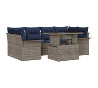 vidaXL Ensemble de canapé de Jardin avec Coussin 7 pcs Gris polyrotin, Canapé modulable Moderne pour Jardin et terrasse, mobilier extérieur Durable, Lounge résistant aux UV, sièges Flexibles