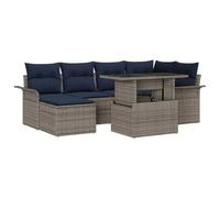vidaXL Ensemble de canapé de Jardin avec Coussin 7 pcs Gris polyrotin, Ensemble modulaire rectangulaire, résistant aux intempéries, pour Jardin et terrasse, avec Sofa et mobilier de Repas