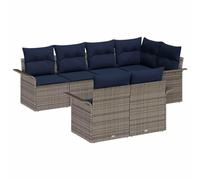 vidaXL Ensemble de canapé de Jardin avec Coussin 7 pcs Gris polyrotin, Mobilier de Jardin en rotin Moderne, Salon modulaire, canapé extérieur Durable, résistant aux UV, Fonctionnel