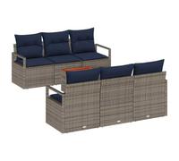 vidaXL Ensemble de canapé de Jardin avec Coussin 7 pcs Gris polyrotin, Moderne, résistant, léger, modulable, mobilier de Jardin, canapé d'extérieur, détente, Meubles de Patio
