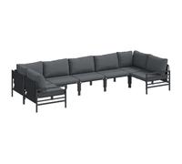 vidaXL Ensemble de canapé de Jardin avec Coussin 7 pcs Noir Acier, Mobilier d'extérieur Moderne, Ensemble Lounge pour Jardin et terrasse, Confort Respirant pour se détendre