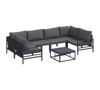 vidaXL Ensemble de canapé de Jardin avec Coussin 7 pcs Noir Acier, Salon de Jardin et terrasse, canapé Moderne, mobilier Chic, détente en extérieur, Confort Estival