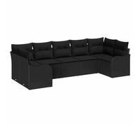 vidaXL Ensemble de canapé de Jardin avec Coussin 7 pcs Noir Poly rotin, Canapé d'extérieur modulaire, adapté à la terrasse, Pieds réglables, résistant aux UV, Parfait pour l'été !