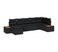vidaXL Ensemble de canapé de Jardin avec Coussin 7 pcs Noir Poly rotin, Canapé modulable pour Jardin et terrasse, Durable, Pieds Ajustables, idéal pour se détendre en extérieur