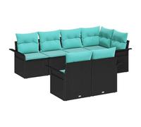 vidaXL Ensemble de canapé de Jardin avec Coussin 7 pcs Noir Poly rotin, Salon de Jardin, canapé Moderne modulable pour se détendre en extérieur, matériaux résistants aux UV
