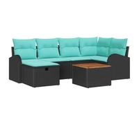 vidaXL Ensemble de canapé de Jardin avec Coussin 7 pcs Noir Poly rotin, Salon de Jardin et terrasse, Ensemble modulable, canapé en rotin, Coin Rangement, Lounge d'été, détente