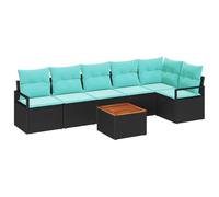 vidaXL Ensemble de canapé de Jardin avec Coussin 7 pcs Noir polyrotin, Canapé de Jardin Moderne, modulaire, léger, résistant UV, idéal pour détente en extérieur et terrasse