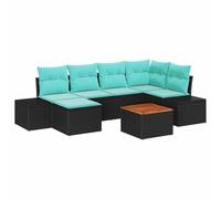 vidaXL Ensemble de canapé de Jardin avec Coussin 7 pcs Noir polyrotin, Canapé de Jardin modulable, léger, résistant aux UV, mobilier d'extérieur Polyvalent pour Un Style Chic