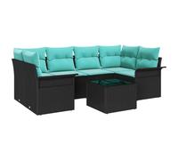 vidaXL Ensemble de canapé de Jardin avec Coussin 7 pcs Noir polyrotin, Ensemble de Jardin Moderne, mobilier en rotin rectangulaire, canapé modulable avec rangements, Parfait pour l'extérieur