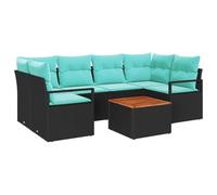 vidaXL Ensemble de canapé de Jardin avec Coussin 7 pcs Noir polyrotin, Mobilier de Jardin modulable, Ensemble en rotin Moderne, canapé léger, Design Minimaliste, Parfait pour l'extérieur