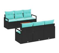 vidaXL Ensemble de canapé de Jardin avec Coussin 7 pcs Noir polyrotin, Moderne, résistant, léger, modulable, mobilier de Jardin, canapé d'extérieur, détente, Meubles de Patio