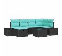 vidaXL Ensemble de canapé de Jardin avec Coussin 7 pcs Noir polyrotin, Salon Moderne pour Jardin et terrasse, mobilier d'extérieur résistant, modules UV, canapé Confortable en rotin