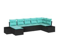 vidaXL Ensemble de canapé de Jardin avec Coussin 7 pcs Noir polyrotin, Set de Salon modulaire pour Jardin, mobilier extérieur, canapé détente, Espace Patio Moderne