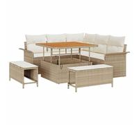vidaXL Ensemble de canapé de Jardin avec Coussin 8 pcs Beige et crème, Canapé de Jardin, Moderne, Pieds réglables, sièges modulaires, Poly rotin, Confort en terrasse à l'extérieur