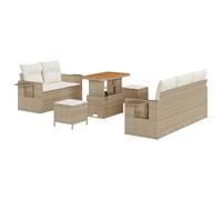 vidaXL Ensemble de canapé de Jardin avec Coussin 8 pcs Beige et crème, Ensemble extérieur Moderne, Jardin et terrasse, Coussins Amovibles, mobilier Chic, résistant aux intempéries