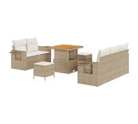 vidaXL Ensemble de canapé de Jardin avec Coussin 8 pcs Beige et crème, Ensemble extérieur Moderne, Jardin et terrasse, Coussins Amovibles, mobilier Chic, résistant aux intempéries